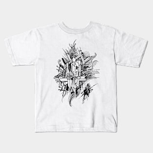 Abstract doodle line art Kids T-Shirt